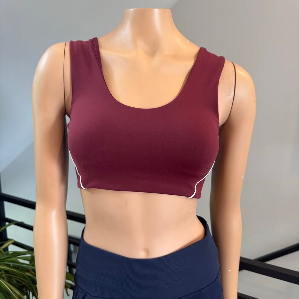 Lululemon Wunder Train Piped Sports Bra Burgundy Size 6 LW2EQRS Medium Support